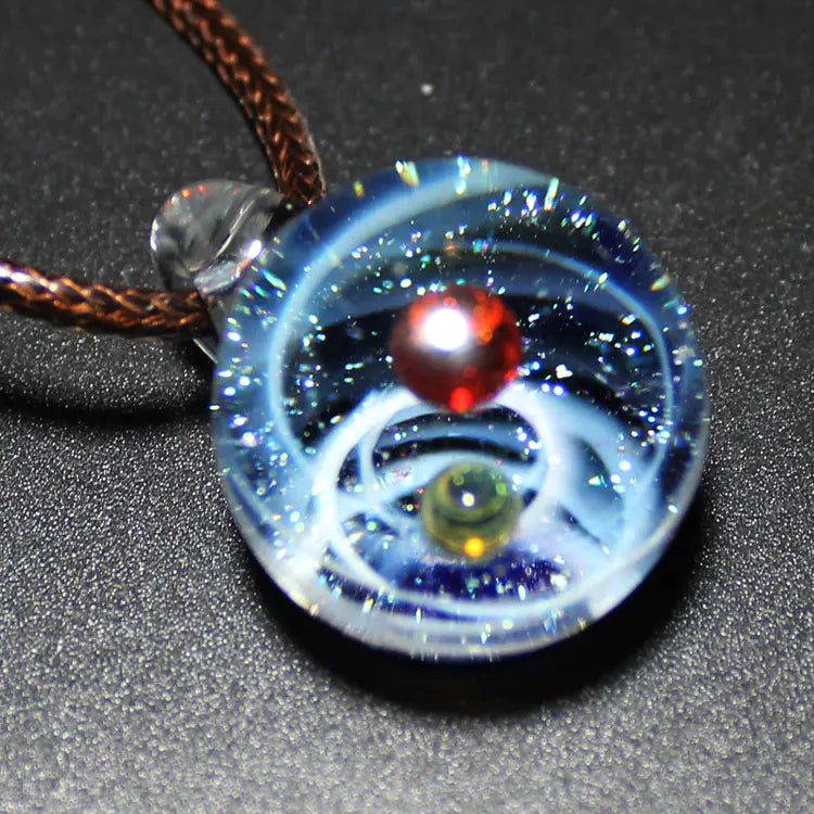 Dreamy Starry Sky Double Ball Pendant Necklace