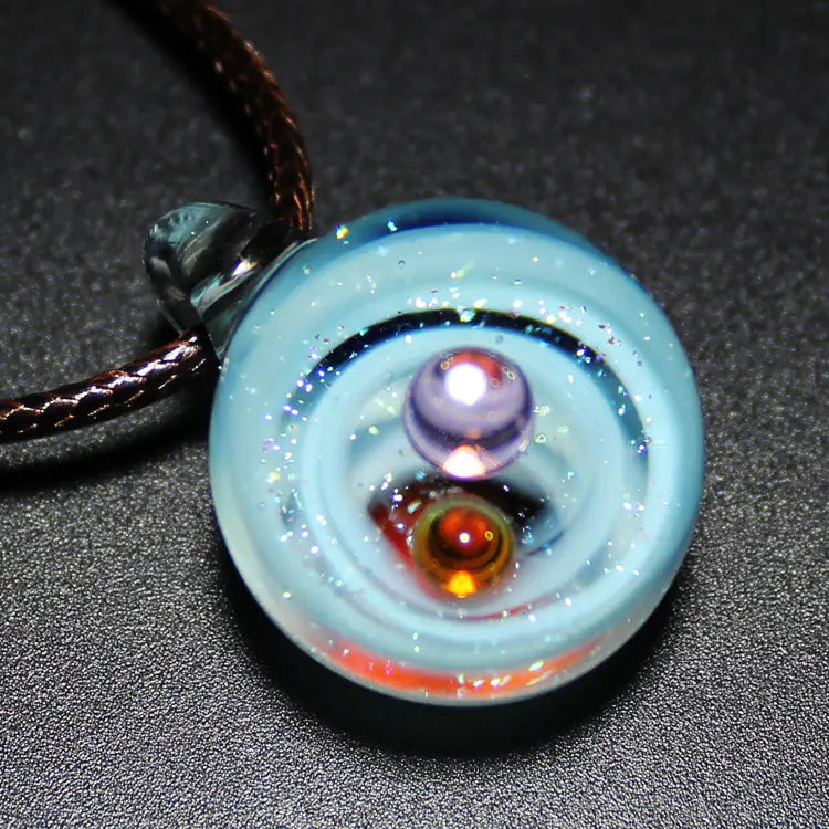 Dreamy Starry Sky Double Ball Pendant Necklace