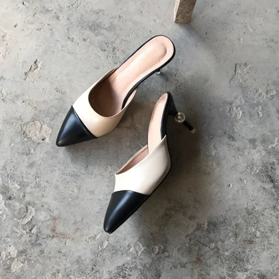 Peach Pointed-Toe Backless High Heels for Women