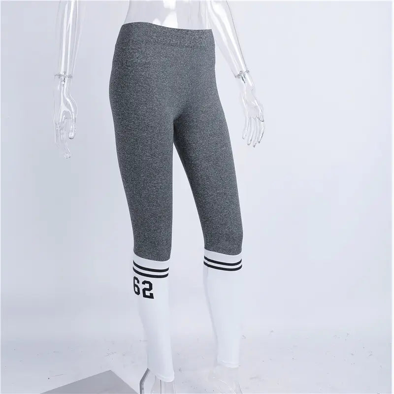 High-Waisted Stretch Fitness Leggings with Color Block