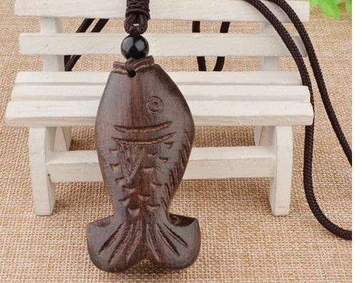 Handcrafted Wooden Fish Necklace - Ethnic Style Jewelry