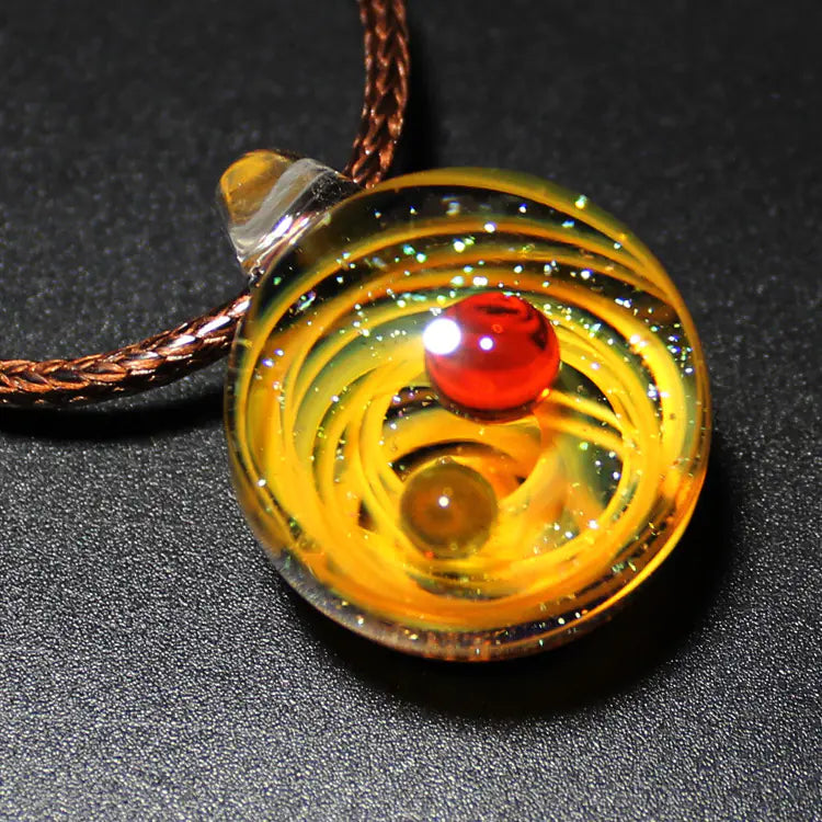 Dreamy Starry Sky Double Ball Pendant Necklace