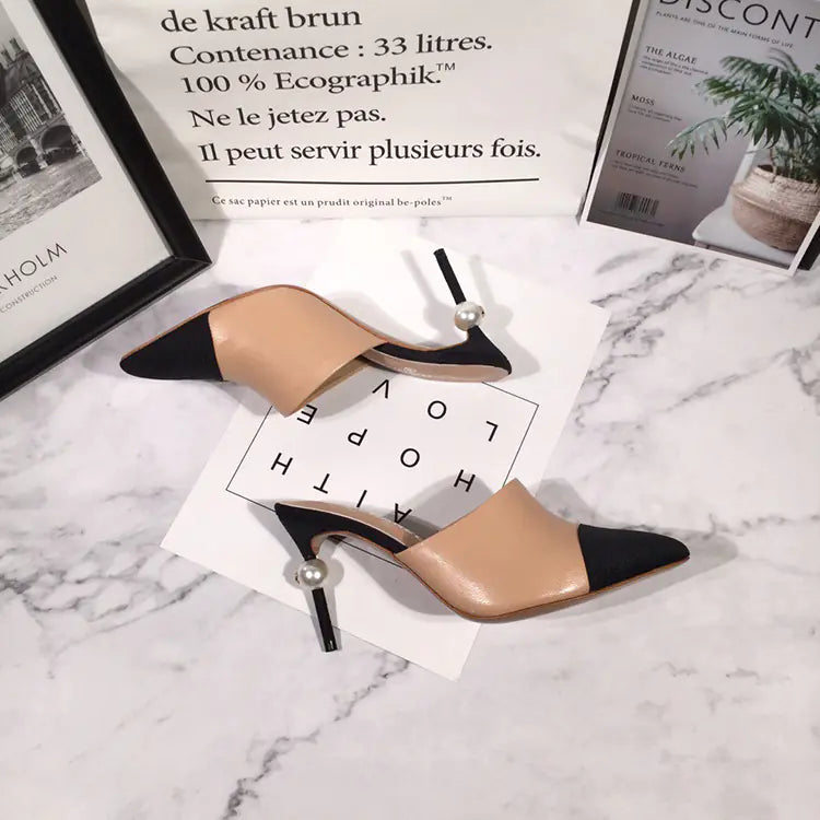 Peach Pointed-Toe Backless High Heels for Women