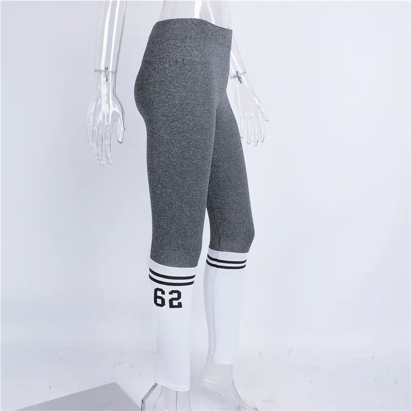 High-Waisted Stretch Fitness Leggings with Color Block