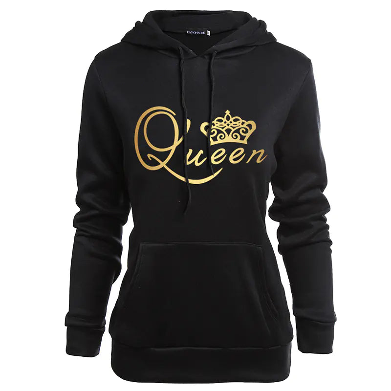 KING QUEEN Couple Hooded Print Sweatshirt
