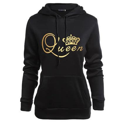 KING QUEEN Couple Hooded Print Sweatshirt