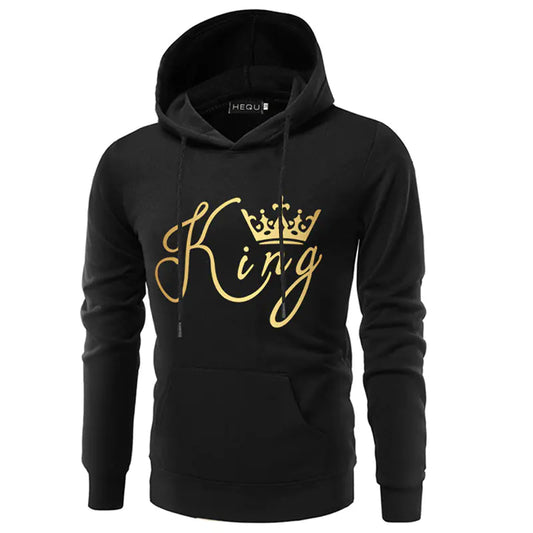 KING QUEEN Couple Hooded Print Sweatshirt