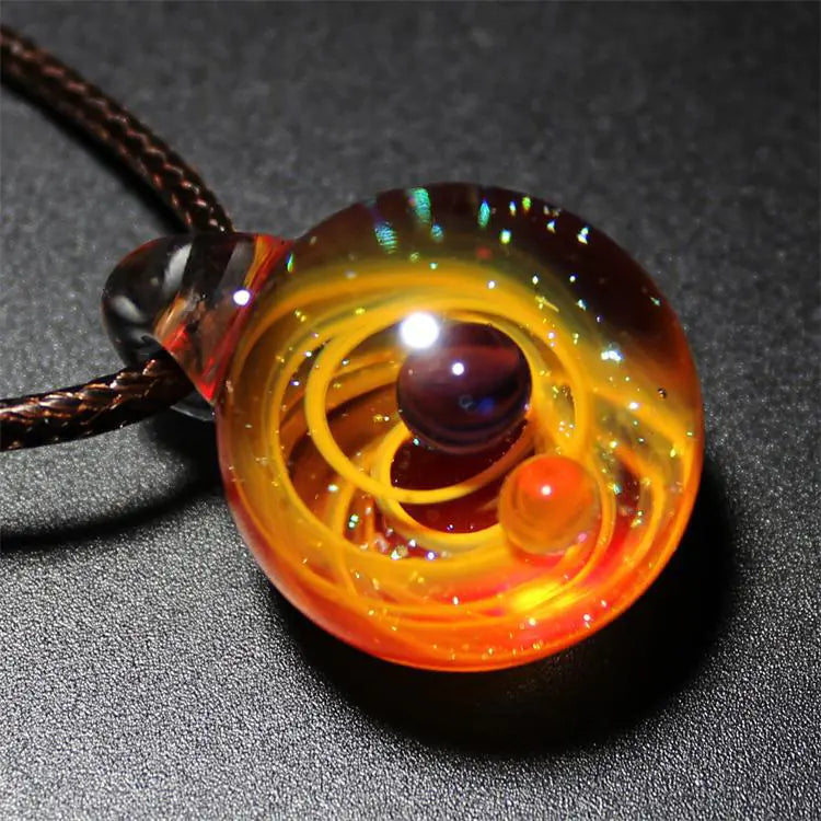 Dreamy Starry Sky Double Ball Pendant Necklace