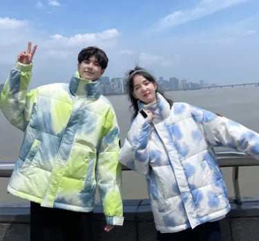 Gradient Cotton Jacket with Fur Collar