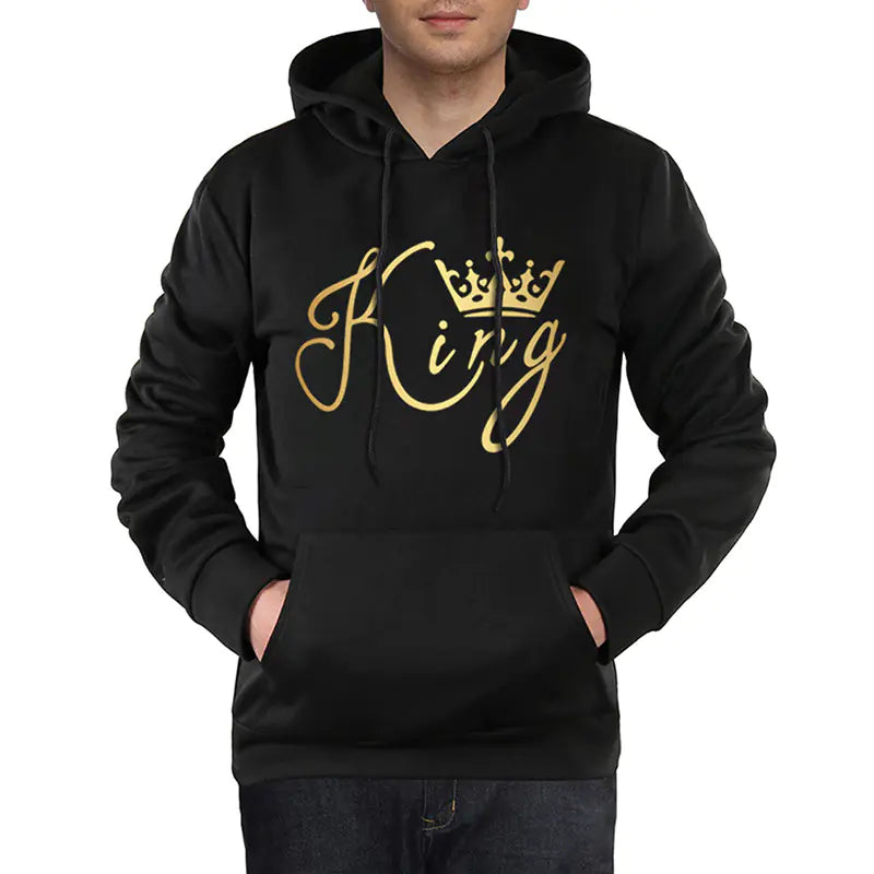 KING QUEEN Couple Hooded Print Sweatshirt