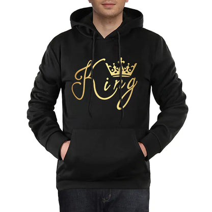 KING QUEEN Couple Hooded Print Sweatshirt