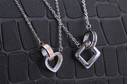 Korean Wholesale Jewelry: Heart & Square Pendant Necklaces