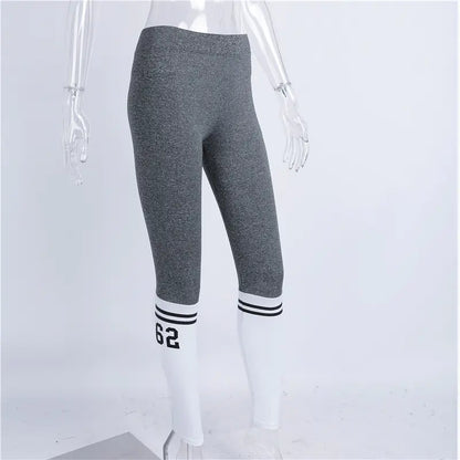 High-Waisted Stretch Fitness Leggings with Color Block