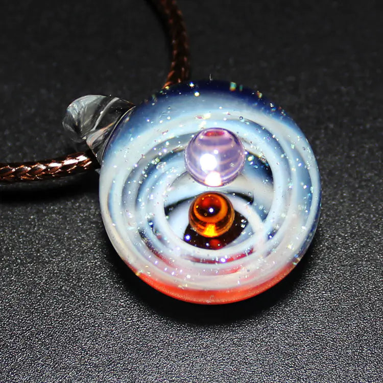 Dreamy Starry Sky Double Ball Pendant Necklace