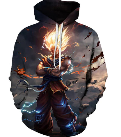 3D Dragon Ball Print Hoodie with Pockets for Men
