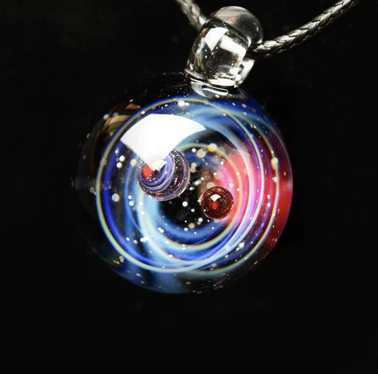 Dreamy Starry Sky Double Ball Pendant Necklace