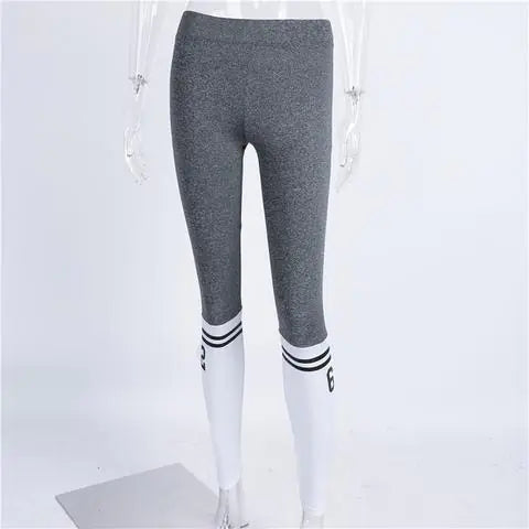 High-Waisted Stretch Fitness Leggings with Color Block
