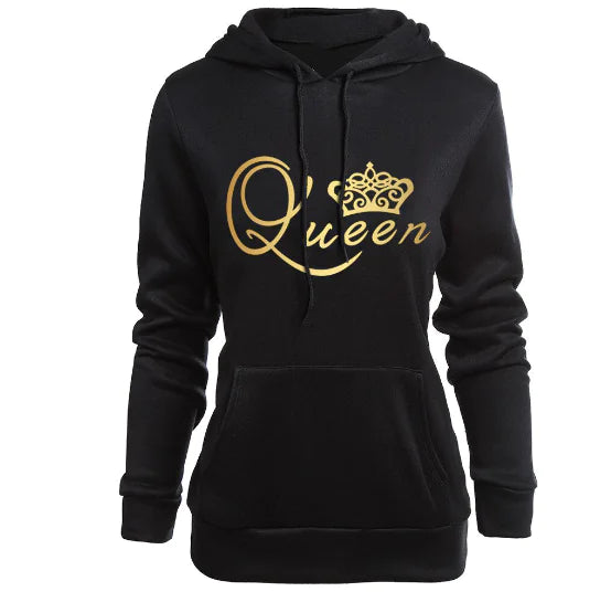 KING QUEEN Couple Hooded Print Sweatshirt
