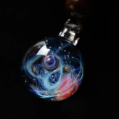 Dreamy Starry Sky Double Ball Pendant Necklace