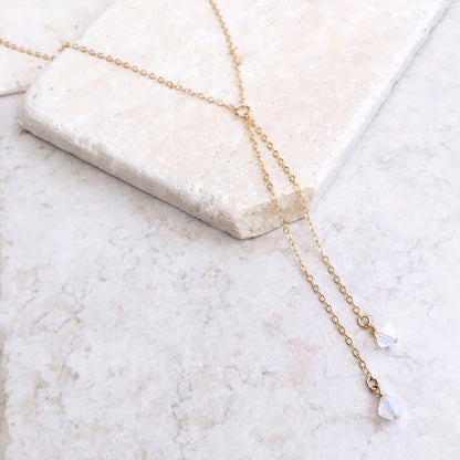Crystal Necklace with Opal and Tassel Pendant