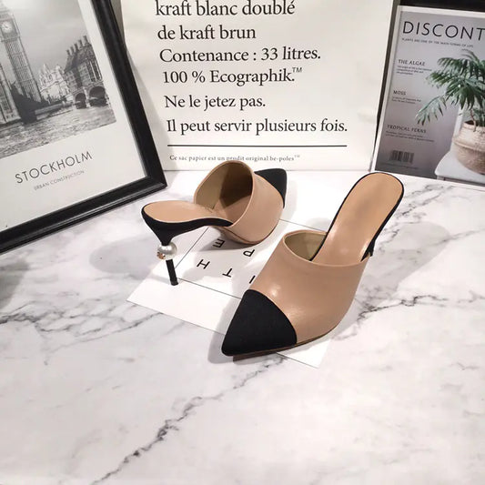 Peach Pointed-Toe Backless High Heels for Women