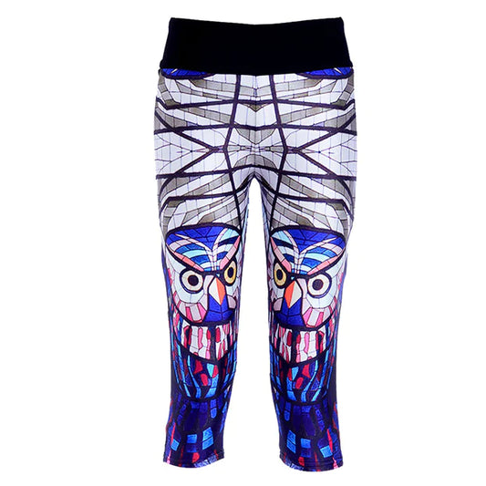 High-Waisted Owl Print Women's Sports Pants