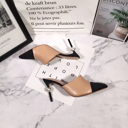 Peach Pointed-Toe Backless High Heels for Women