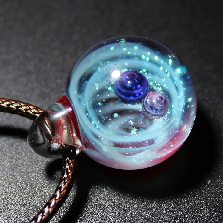 Dreamy Starry Sky Double Ball Pendant Necklace