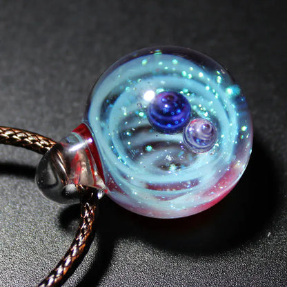 Dreamy Starry Sky Double Ball Pendant Necklace