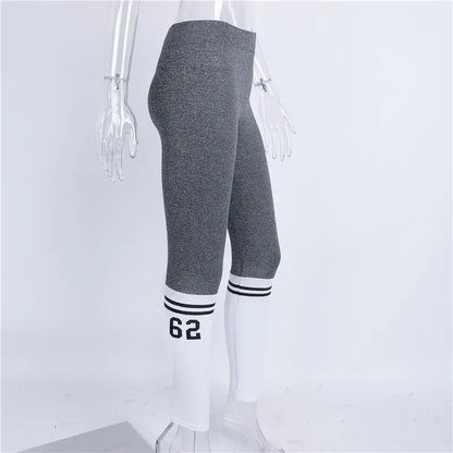 High-Waisted Stretch Fitness Leggings with Color Block