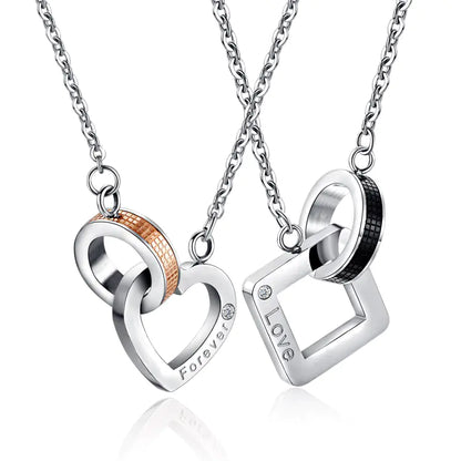 Korean Wholesale Jewelry: Heart & Square Pendant Necklaces