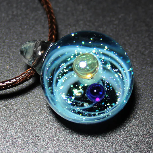 Dreamy Starry Sky Double Ball Pendant Necklace