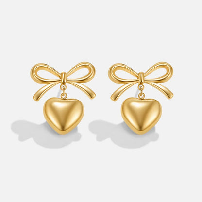 Mary Bow Heart Drop Earrings