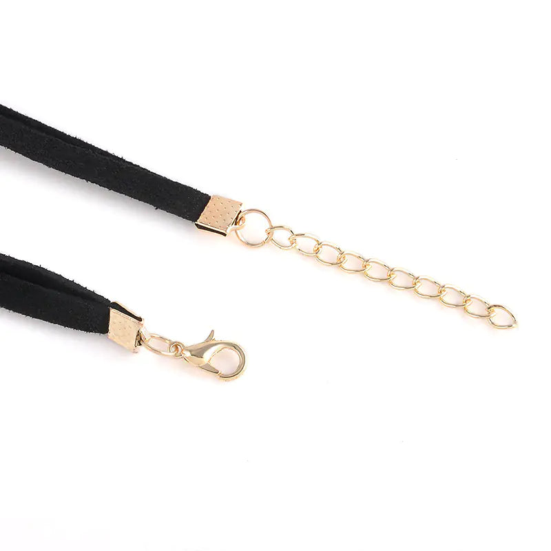 Three-Layer Water Drop Pendant with Short Leather Choker