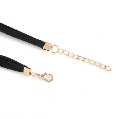 Three-Layer Water Drop Pendant with Short Leather Choker