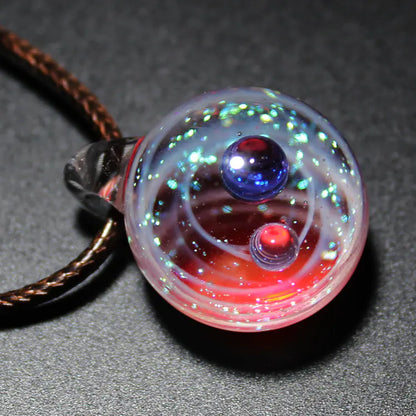 Dreamy Starry Sky Double Ball Pendant Necklace
