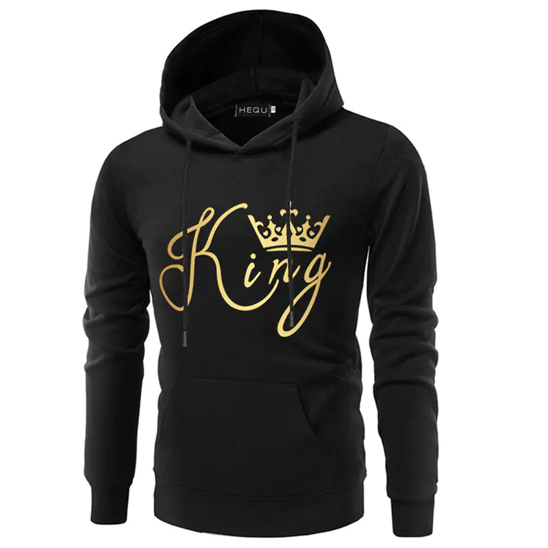 KING QUEEN Couple Hooded Print Sweatshirt