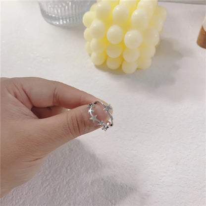 Vintage Smiley Face Five-Point Star Ring