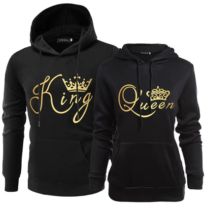 KING QUEEN Couple Hooded Print Sweatshirt