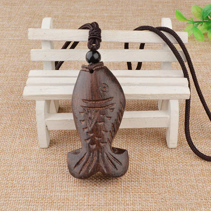 Handcrafted Wooden Fish Necklace - Ethnic Style Jewelry